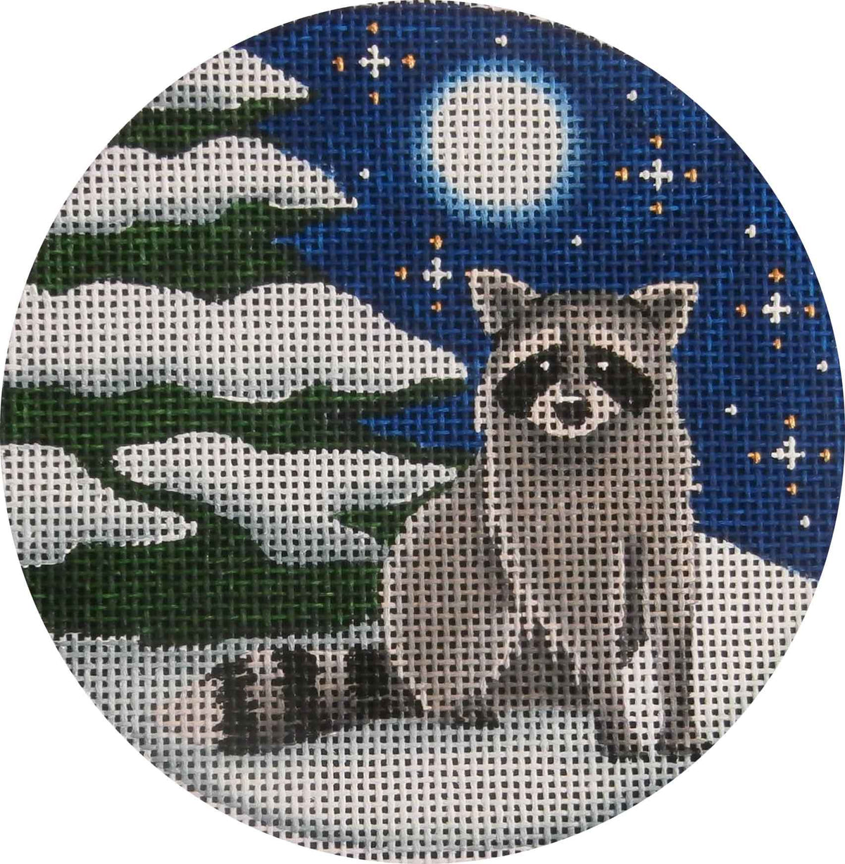 Rebecca Wood Designs Tree Raccoon & Moon Needlepoint Canvas - 18M