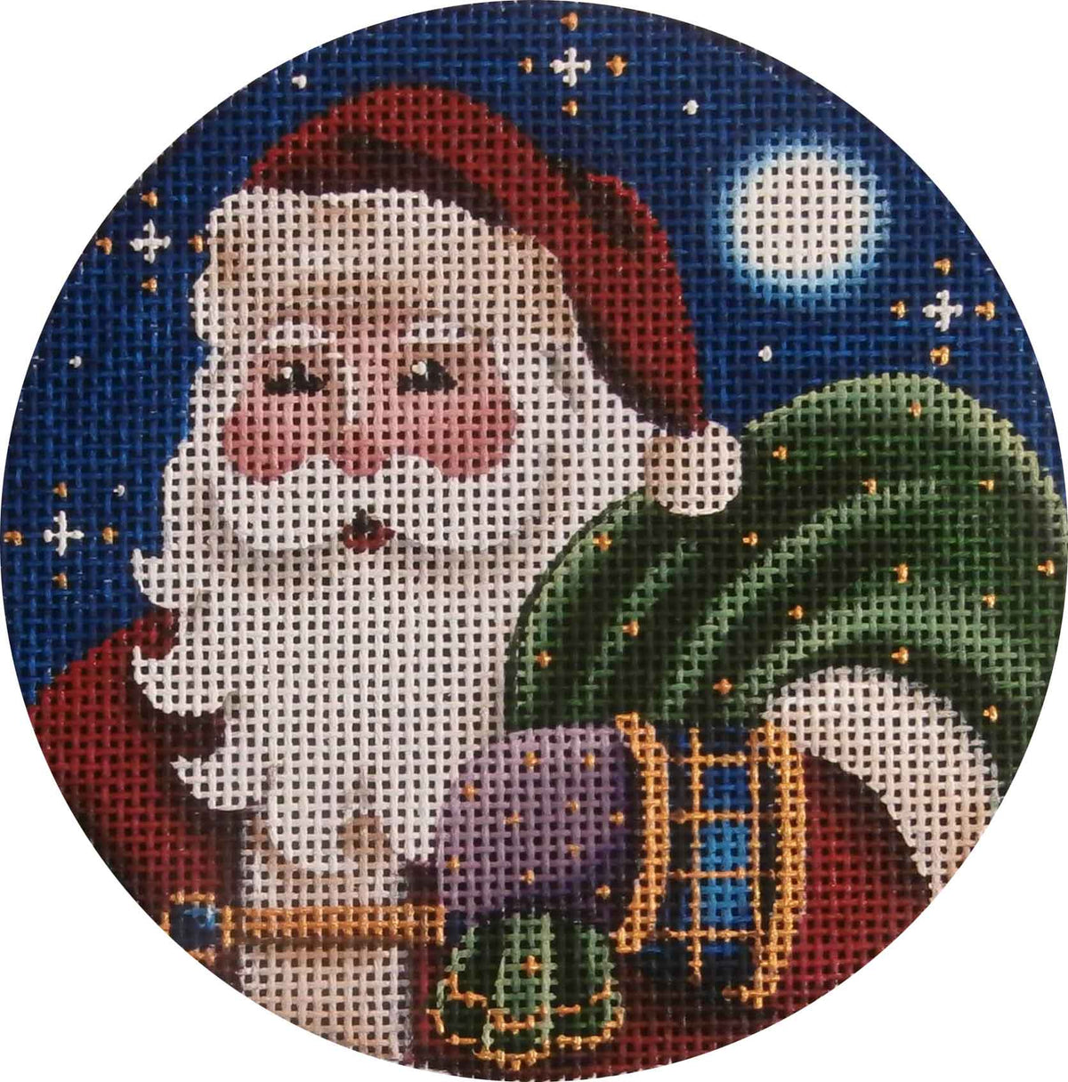 Rebecca Wood Designs Santa with Green Bag Needlepoint Canvas - 13M