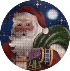 Rebecca Wood Designs Santa with Green Bag Needlepoint Canvas - 13M