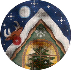 Rebecca Wood Designs Rudolph & House Needlepoint Canvas - 13M