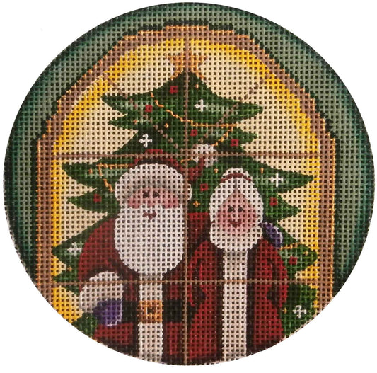 Rebecca Wood Designs Mr & Mrs Clause with Christmas Tree Needlepoint Canvas - 13M