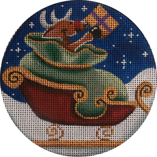 Rebecca Wood Designs For Meeee Sleigh Needlepoint Canvas - 18M