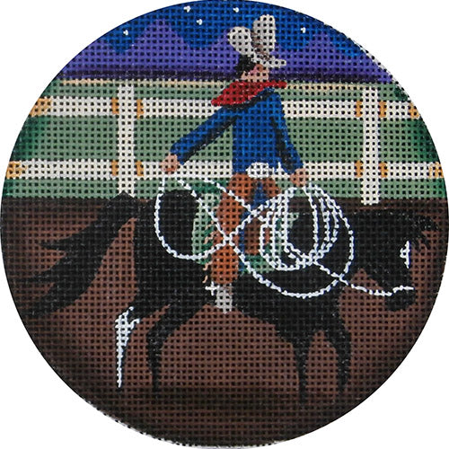 Rebecca Wood Designs Roping Horse Needlepoint Canvas - 18M