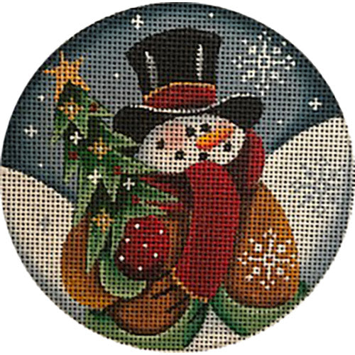 Rebecca Wood Designs Snowman with Christmas Tree Needlepoint Canvas - 18M