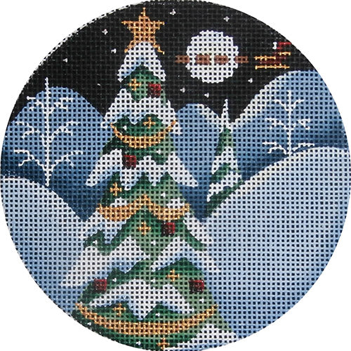 Rebecca Wood Designs Tall Tree Under Snow Needlepoint Canvas - 13M