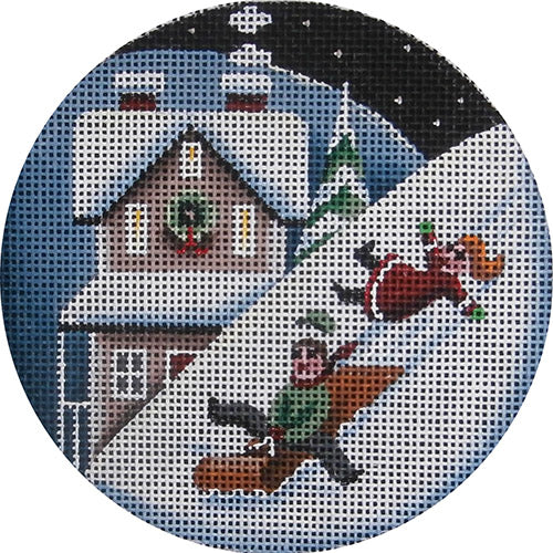 Rebecca Wood Designs Sleds & Snow Needlepoint Canvas - 13M