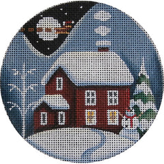 Rebecca Wood Designs Red Winter Cabin with Snowman Needlepoint Canvas - 18M