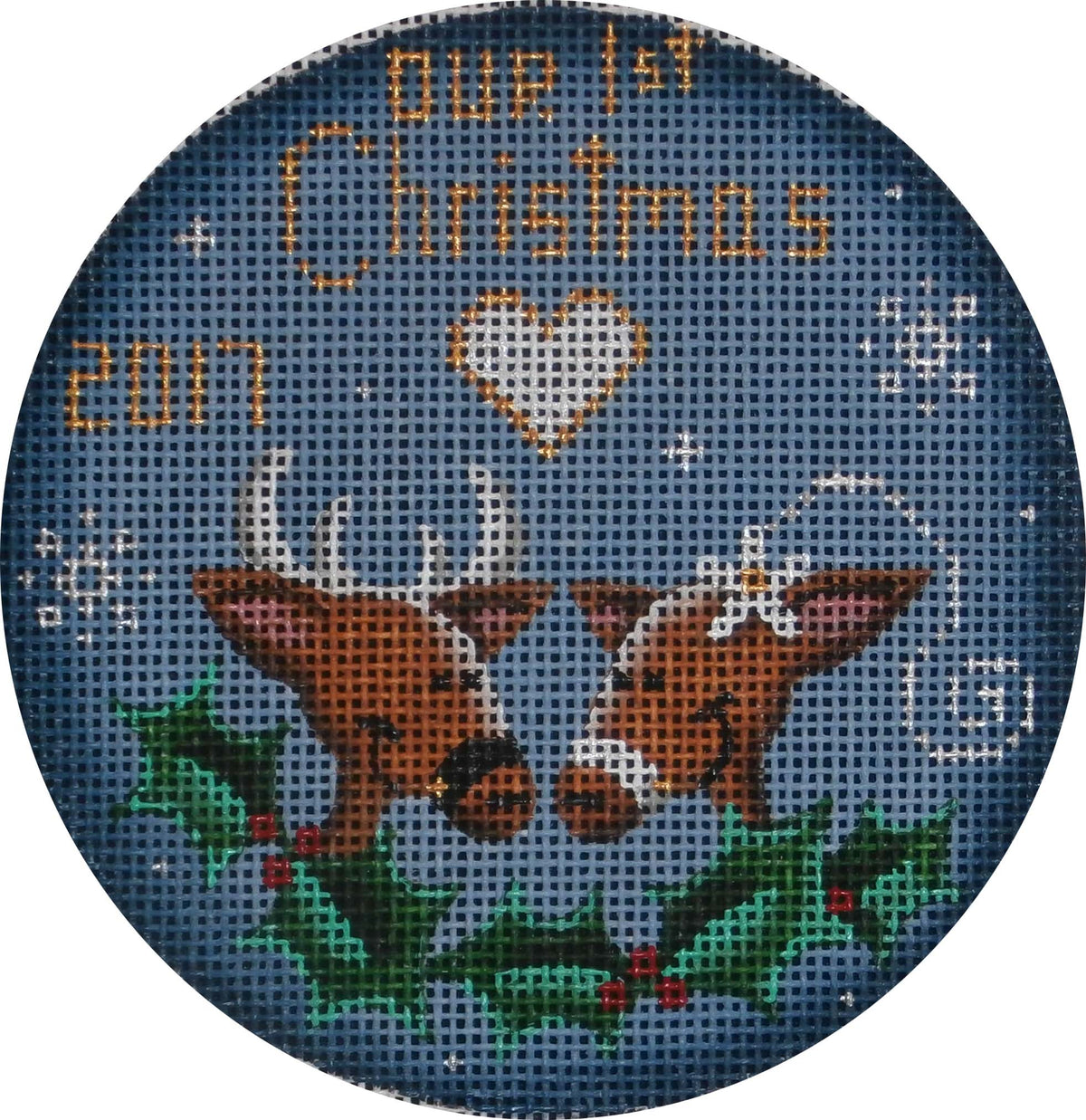 Rebecca Wood Designs First Christmas Deer Needlepoint Canvas - 18M
