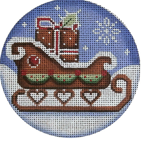 Rebecca Wood Designs Gingerbread Sled Needlepoint Canvas