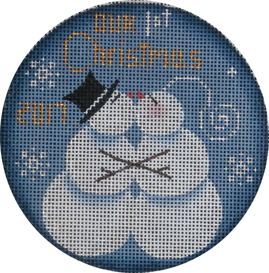 Rebecca Wood Designs First Christmas Two Snowman Needlepoint Canvas - 18M