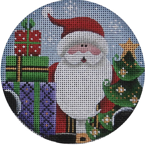 Rebecca Wood Designs Merry Chritsmas Santa & Tree Needlepoint Canvas