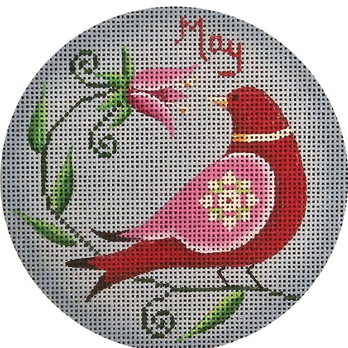 Rebecca Wood Designs May Bird with Flower Needlepoint Canvas
