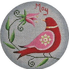 Rebecca Wood Designs May Bird with Flower Needlepoint Canvas