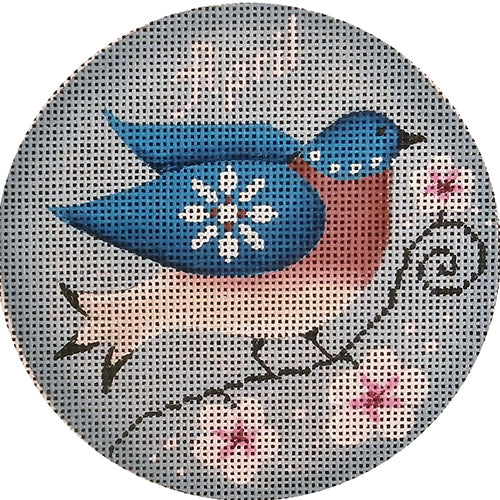 Rebecca Wood Designs April Bird on Floral Stand Needlepoint Canvas