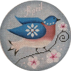 Rebecca Wood Designs April Bird on Floral Stand Needlepoint Canvas