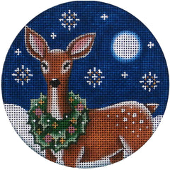 Rebecca Wood Designs Reindeer Wreath Needlepoint Canvas
