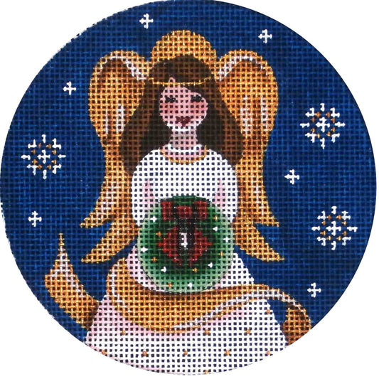 Rebecca Wood Designs Wreath Angel Ornament Needlepoint Canvas