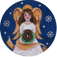 Rebecca Wood Designs Wreath Angel Ornament Needlepoint Canvas