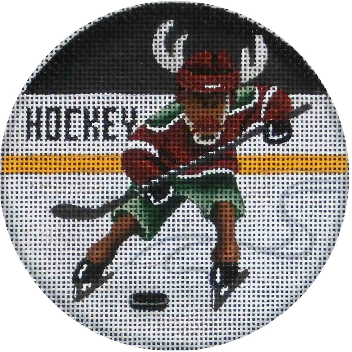 Rebecca Wood Designs Hockey Deer Needlepoint Canvas