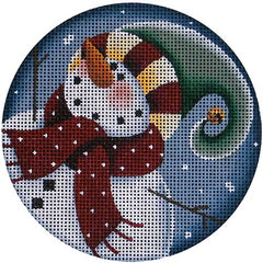 Rebecca Wood Designs Curly Snowman Two Ornament Needlepoint Canvas