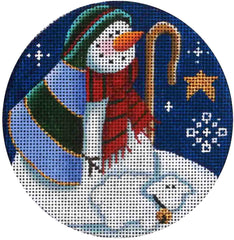 Rebecca Wood Designs Snowman Shepherd Ornament Needlepoint Canvas