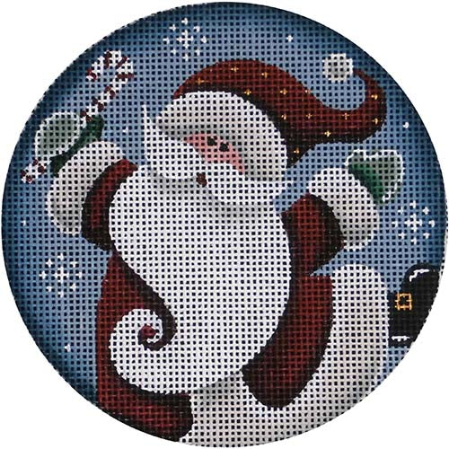 Rebecca Wood Designs Curly Santa Ornament Needlepoint Canvas