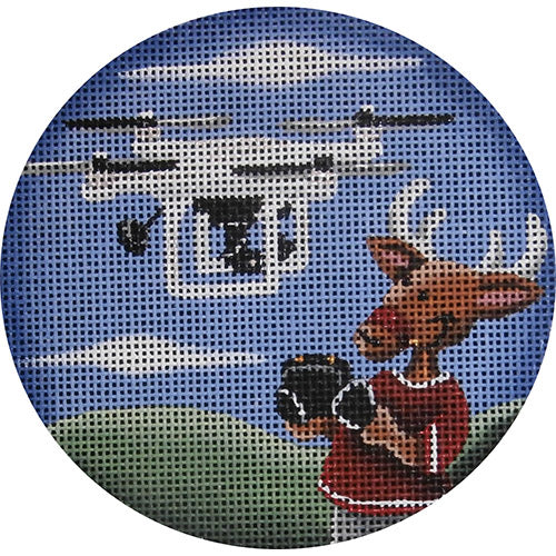 Rebecca Wood Designs Drone Reindeer Needlepoint Canvas
