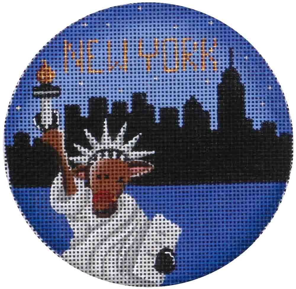 Rebecca Wood Designs New York Reindeer Needlepoint Canvas