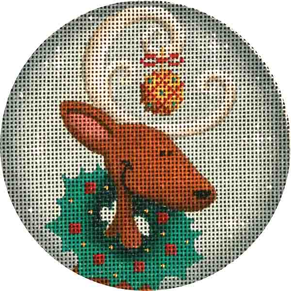 Rebecca Wood Designs Wreath Reindeer Needlepoint Canvas