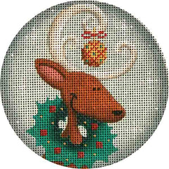 Rebecca Wood Designs Wreath Reindeer Needlepoint Canvas