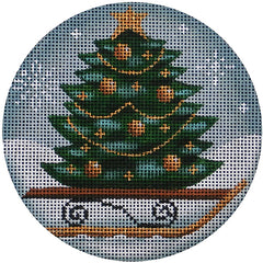Rebecca Wood Designs Sledding A Tree Ornament Needlepoint Canvas