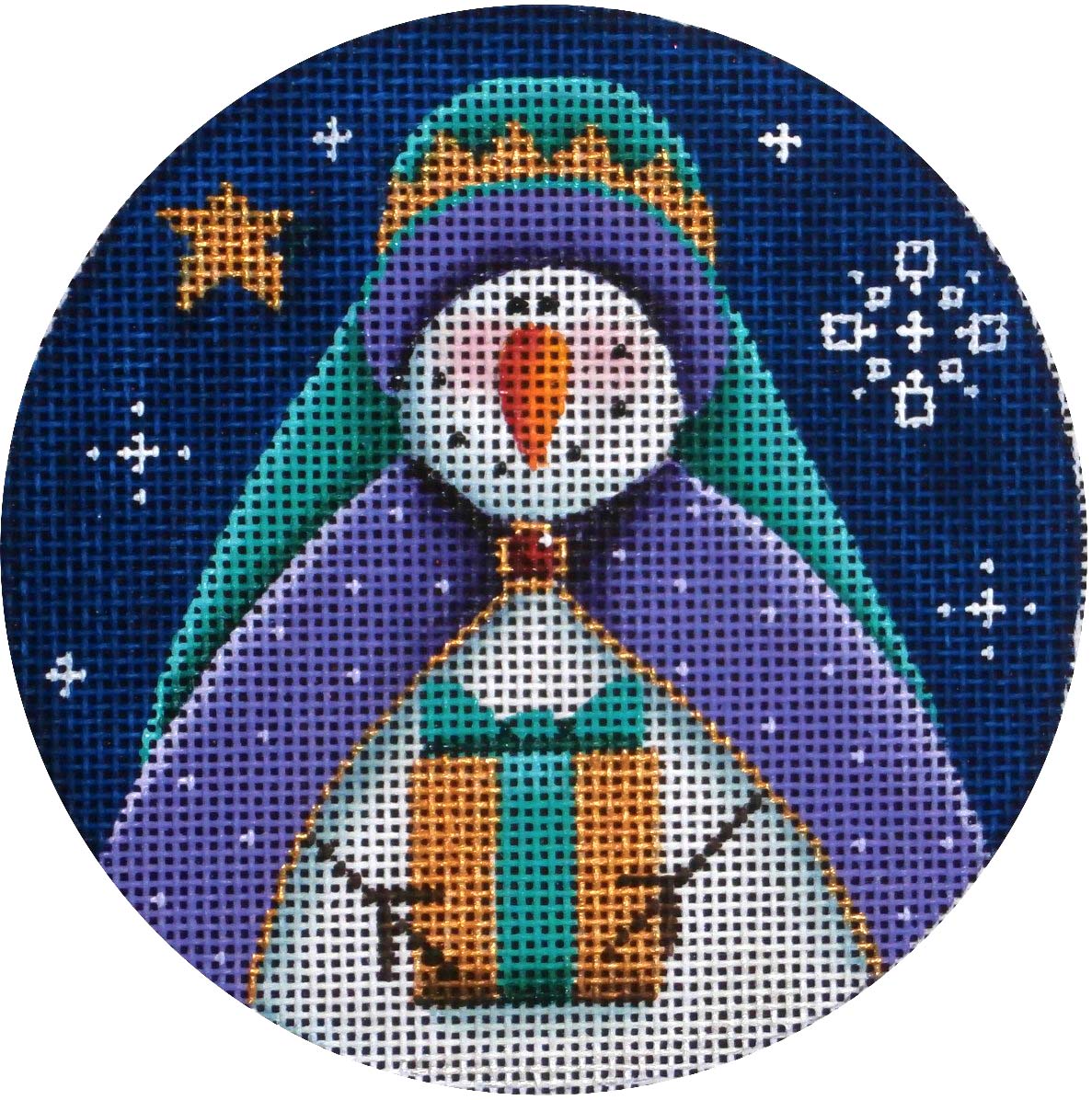 Rebecca Wood Designs Snowman Magi Two Ornament Needlepoint Canvas