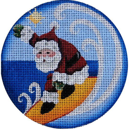 Rebecca Wood Designs Surfer Santa Needlepoint Canvas