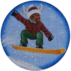 Rebecca Wood Designs Snowboard Reindeer Needlepoint Canvas