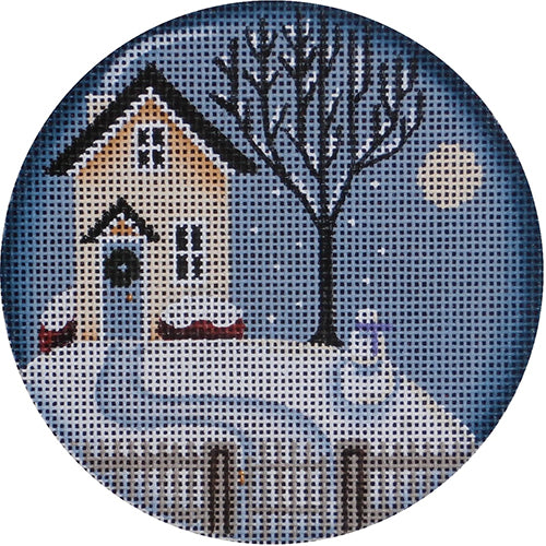 Rebecca Wood Designs Winter Cottage Ornament Needlepoint Canvas