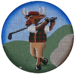 Rebecca Wood Designs Golf Reindeer Needlepoint Canvas