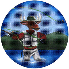 Rebecca Wood Designs Fishing Reindeer Needlepoint Canvas