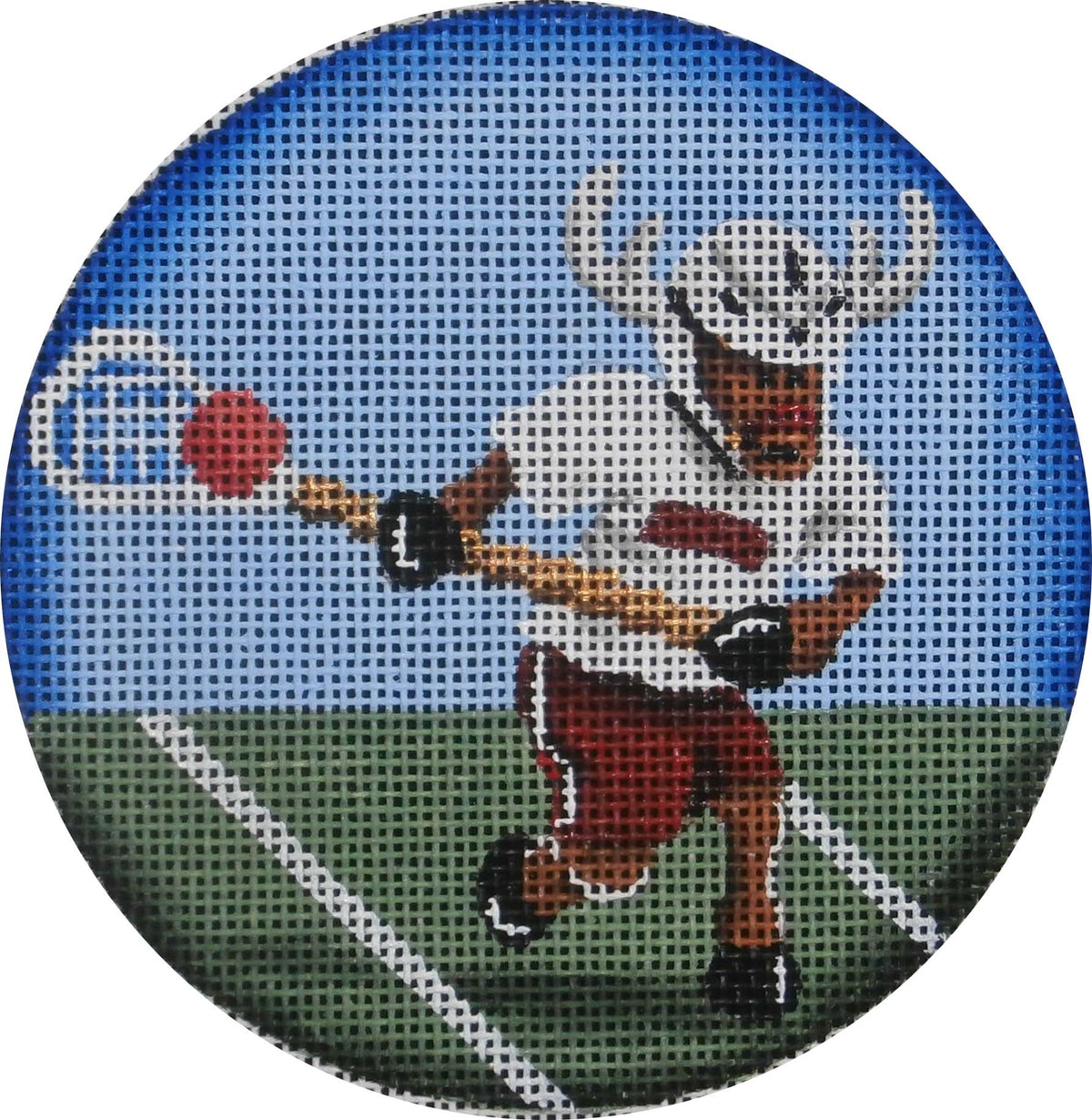 Rebecca Wood Designs Lacrosse Reindeer Needlepoint Canvas