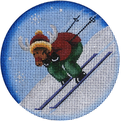 Rebecca Wood Designs Ski Reindeer Needlepoint Canvas