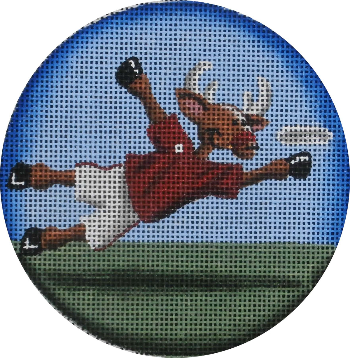 Rebecca Wood Designs Frisbee Reindeer Needlepoint Canvas