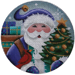Rebecca Wood Designs Purple Santa Ornament Needlepoint Canvas
