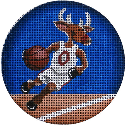 Rebecca Wood Designs Basketball Reindeer Needlepoint Canvas
