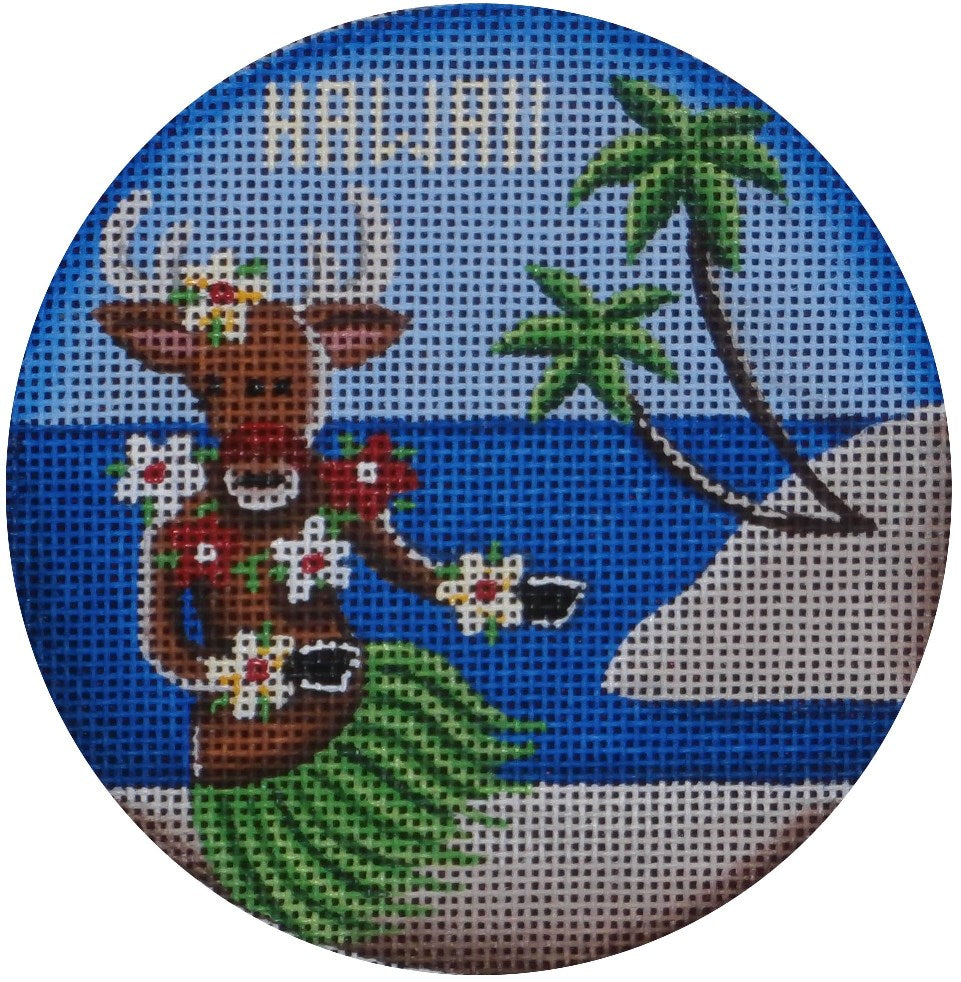 Rebecca Wood Designs Hula Reindeer Needlepoint Canvas