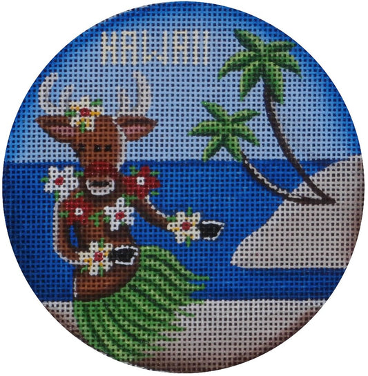 Rebecca Wood Designs Hula Reindeer Needlepoint Canvas