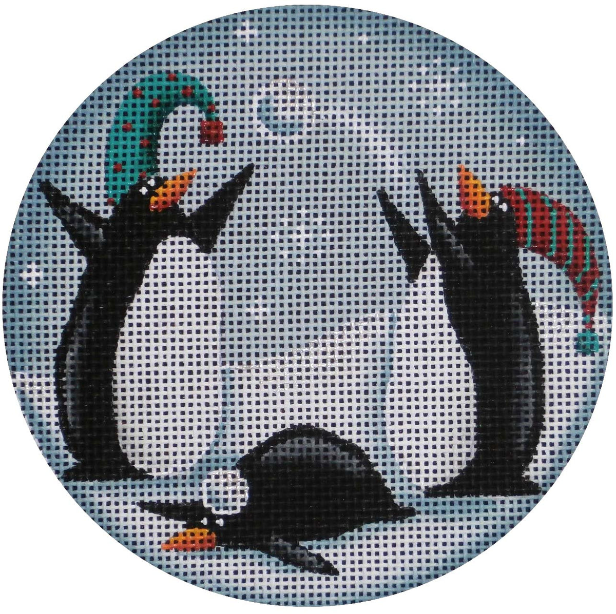 Rebecca Wood Designs Penguin Snowballs Needlepoint Canvas