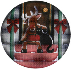 Rebecca Wood Designs Reindeer and Kitty Ornament Needlepoint Canvas