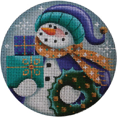 Rebecca Wood Designs Purple Snowman Ornament Needlepoint Canvas