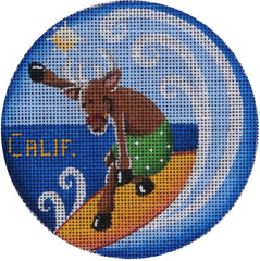 Rebecca Wood Designs Reindeer Surfer Needlepoint Canvas