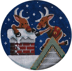 Rebecca Wood Designs Sneaking Down The Chimney Ornament Needlepoint Canvas