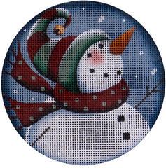 Rebecca Wood Designs Curly Snowman Ornament Needlepoint Canvas